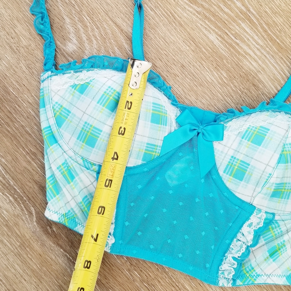 Victoria's Secret Vintage Sexy Little Things Blue Plaid Ruffle Bustier Bra NWT - Picture 8 of 16